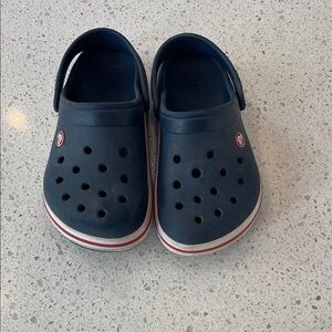 CROCS Kids Dark Blue Clogs with Red Trim